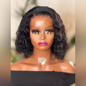 Lace front wig waterwave Bob unit 100% human hair